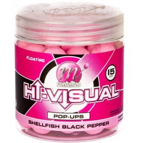 Mainline Hi-Visual Washed Out Pop-Ups Pink Shellfish Black Pepper 15 Mm 3 Mainline Hi-Visual Washed Out Pop-Ups Pink Shellfish Black Pepper 15 Mm
